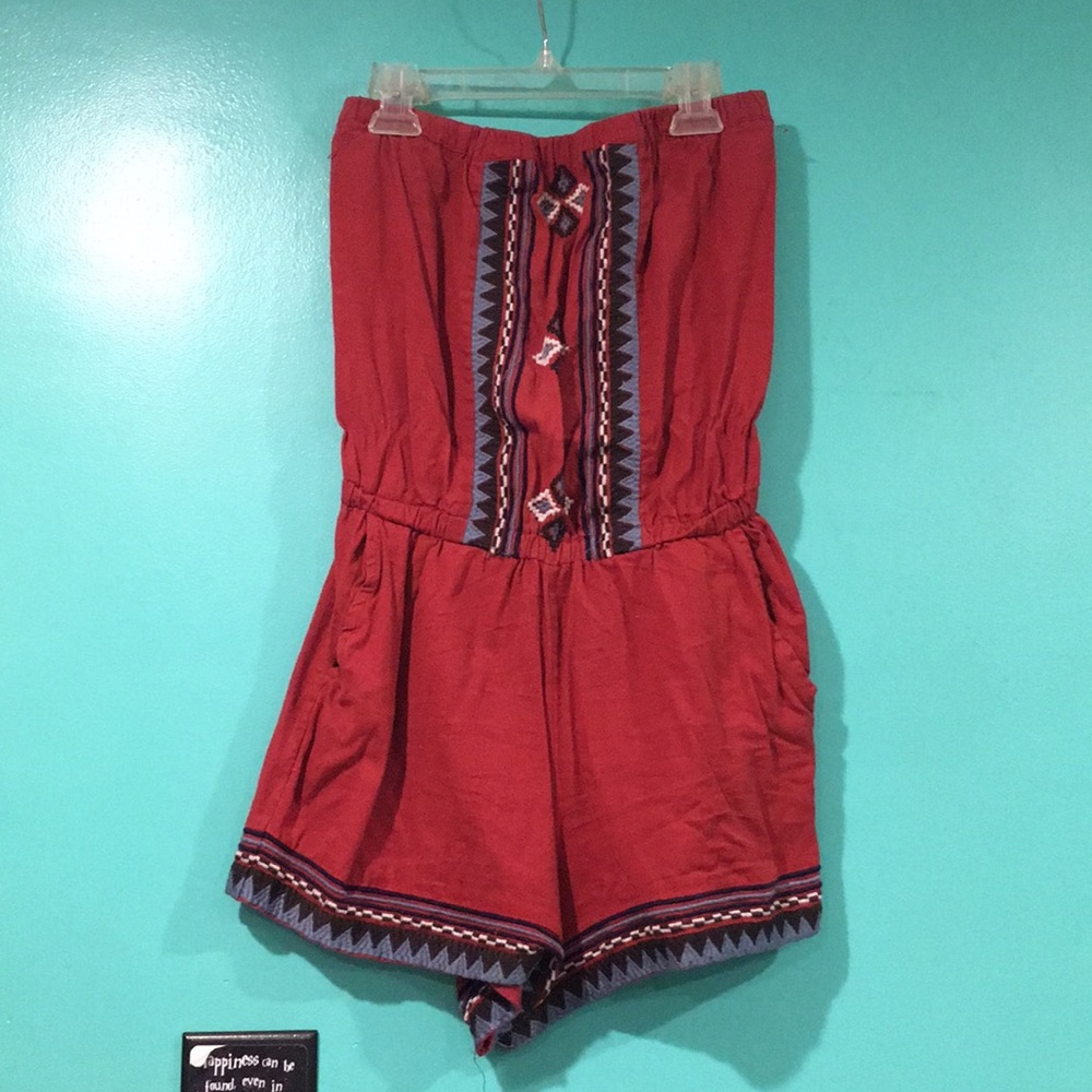 Red & Aztec Romper